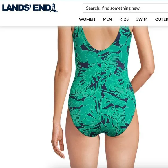 🌸 NWT Lands' End Swimsuit in Emerald Palm Foliage (SIZE M) - Picture 3 of 12